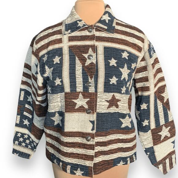 Vintage 90s Don’t Mess With Texas Flag Jacket Small Woven Cotton Stars Stripes - Picture 11 of 11